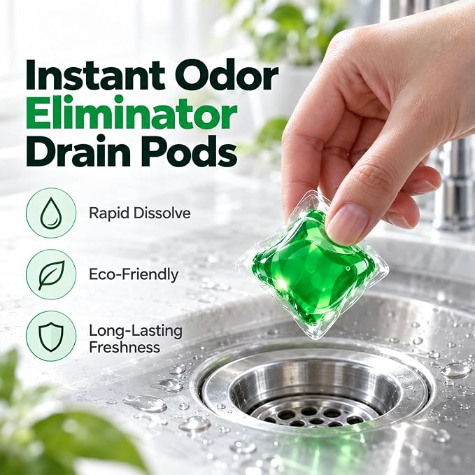 🥳Buy 1 Get 1 Free – 100 PCS !! Drain Deodorizer Pods – Bio‑enzyme formula neutralizes smells at the source. Instant fresh scent, no harsh chemicals. 🚰✅