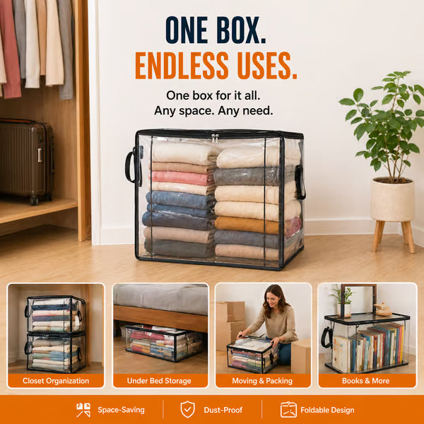 Junafera® ⏰🔥LIMITED TIME 50% OFF! 🏠 Transparent Large-Capacity Dustproof & Moisture-Proof Storage Bag – Perfect for Clothes, Toys, Books & More ✨