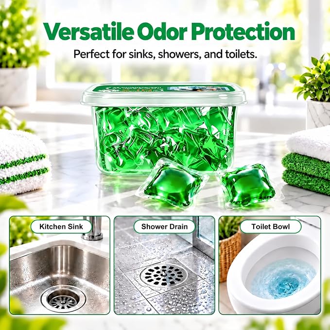 🥳Buy 1 Get 1 Free – 100 PCS !! Drain Deodorizer Pods – Bio‑enzyme formula neutralizes smells at the source. Instant fresh scent, no harsh chemicals. 🚰✅