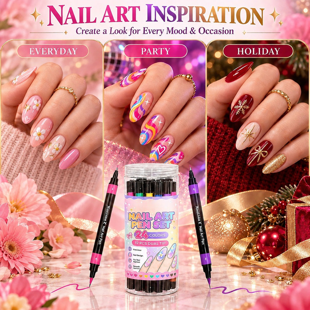 🎁 💅24‑Colors Dual‑Ended Nail Art Pens‑DIY Manicure Drawing Set