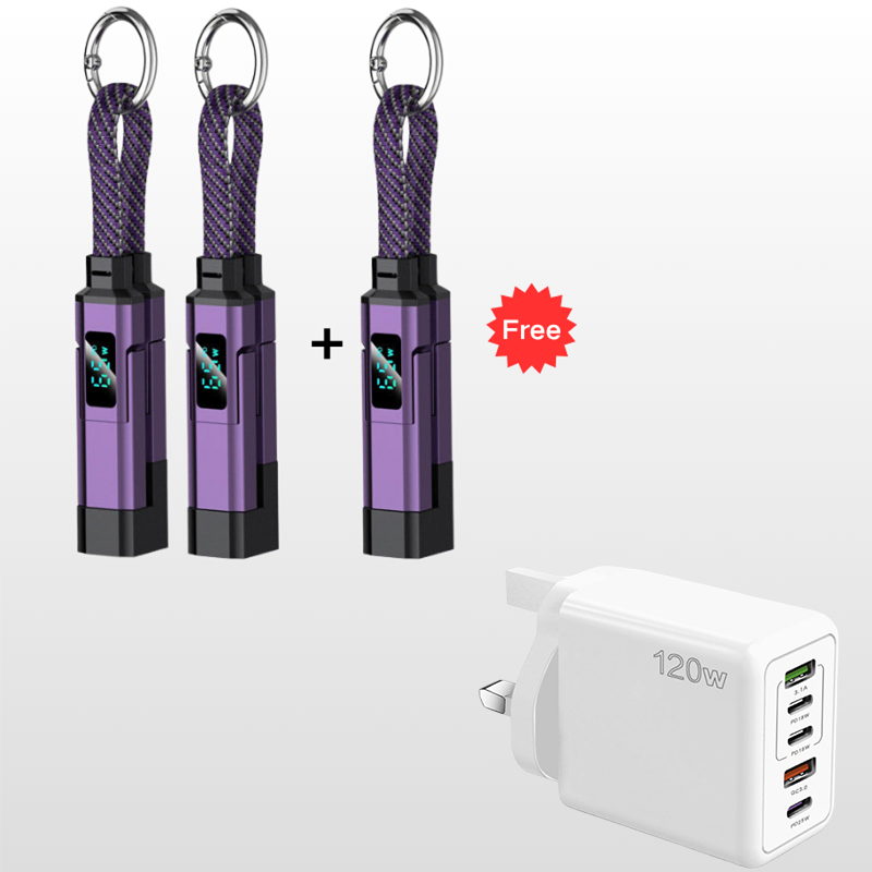 upsell🔥HOT SALE 60% OFF🔥Junafera® 4-in-1 Digital Display Keychain Charging Cable