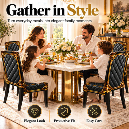 ⏳ Limited Time Only! ⏰ Washable Stretch Chair Cover – Elegant Gold Baroque Pattern & Thick, Elastic Fabric ✨