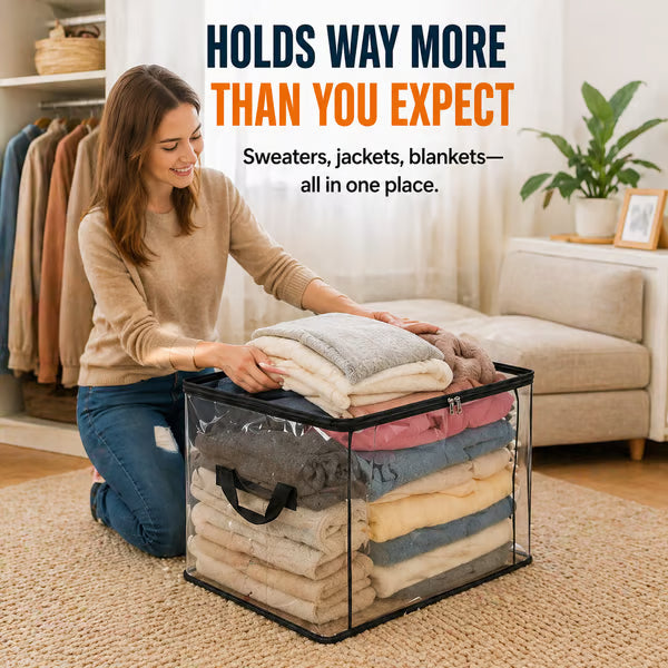 Junafera® ⏰🔥LIMITED TIME 50% OFF! 🏠 Transparent Large-Capacity Dustproof & Moisture-Proof Storage Bag – Perfect for Clothes, Toys, Books & More ✨