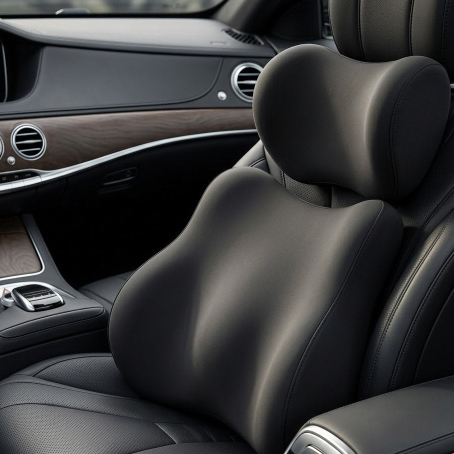 Mozeylocosh Luxury Series | Ergonomic Car Headrest & Lumbar Support Set: Elevate Your Driving Experience to First-Class Comfort