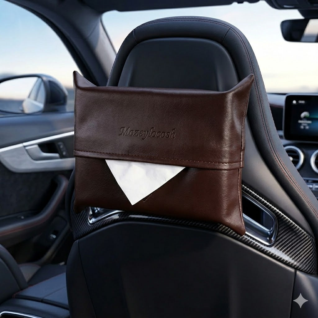 Mozeylocosh | Easy-Reach Car Tissue Box: Secure Hanging Design for Safe Driving & Quick Access
