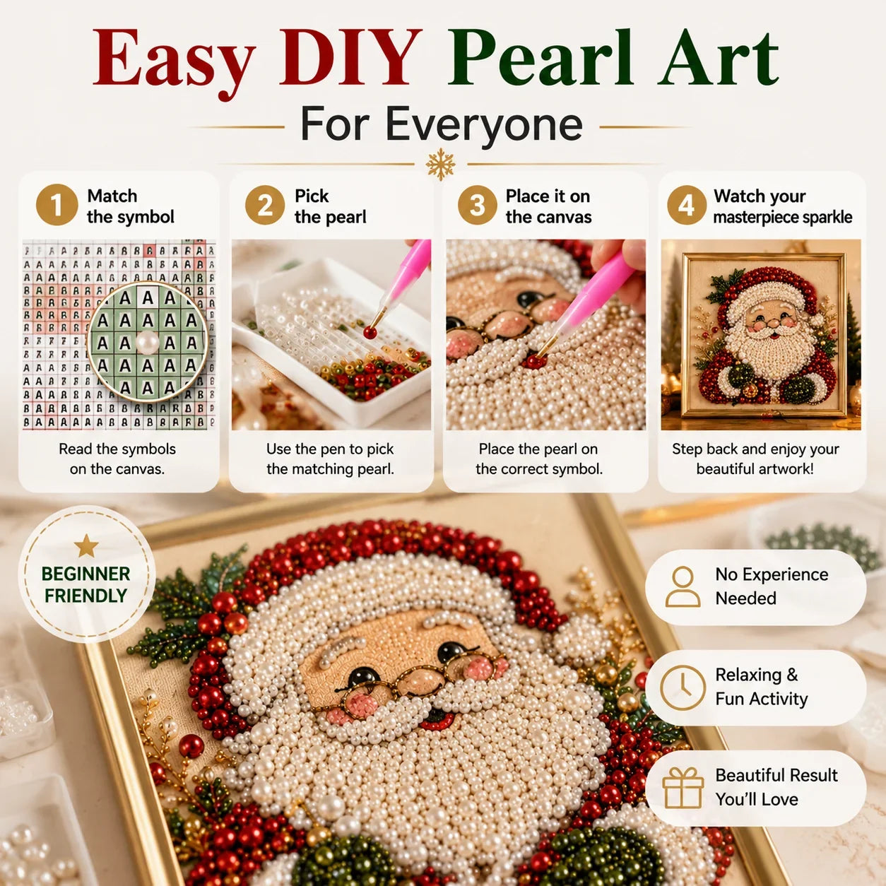 🎨💎Zero-Skill Needed | Junafera® 3D DIY Christmas Pearl Art Kit
