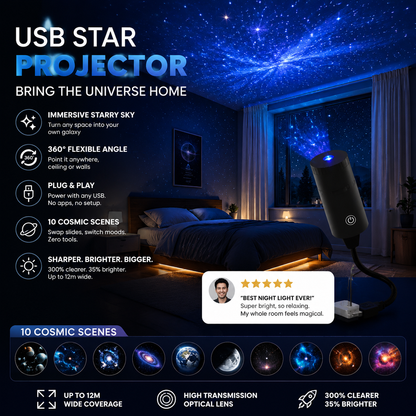 Junafera® ✨ Plug-and-Play HD Star Projector🥳50,000+ Happy Users