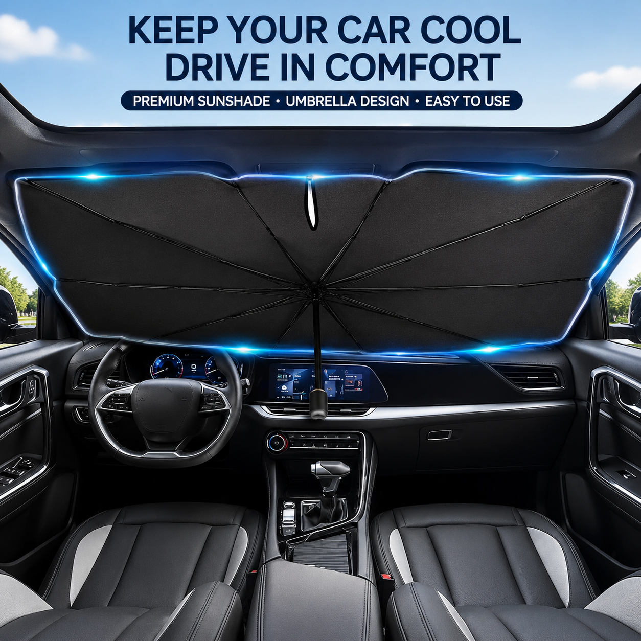 🔥Junafera® 2026 Upgraded Car Windshield Sun Shade Umbrella