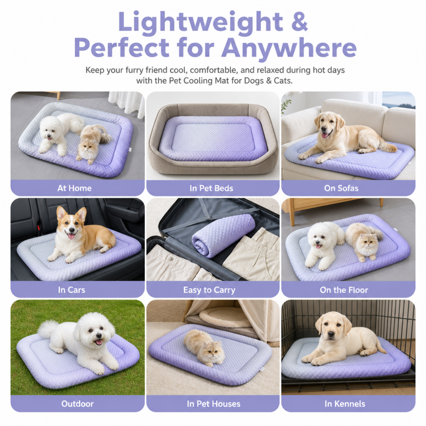 upsell ❄️Junafera® Pet Cooling Mat for Dogs & Cats 🐾  Naturally Cool Ice-Silk Pad • Breathable, Washable & Soft