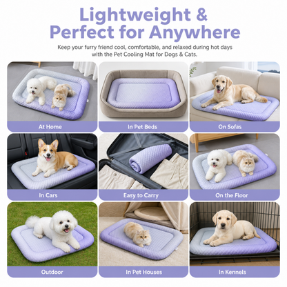 upsell ❄️Junafera® Pet Cooling Mat for Dogs & Cats 🐾  Naturally Cool Ice-Silk Pad • Breathable, Washable & Soft