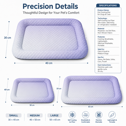 upsell ❄️Junafera® Pet Cooling Mat for Dogs & Cats 🐾  Naturally Cool Ice-Silk Pad • Breathable, Washable & Soft