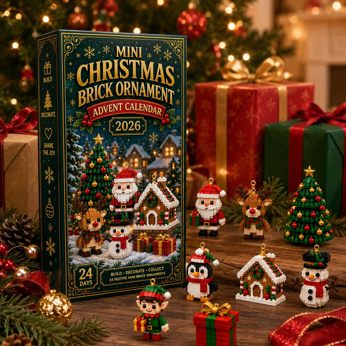 🎀Christmas Pre-Sale🎀 –🎄 24-Day Mini Christmas Ornament Advent Calendar | 24 unique festive buildable designs with hanging loops—perfect for decorating Christmas trees, wreaths, and holiday displays 🧱pvc