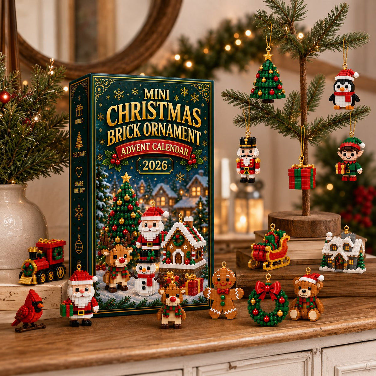 🎀Christmas Pre-Sale🎀 –🎄 24-Day Mini Christmas Ornament Advent Calendar | 24 unique festive buildable designs with hanging loops—perfect for decorating Christmas trees, wreaths, and holiday displays 🧱pvc