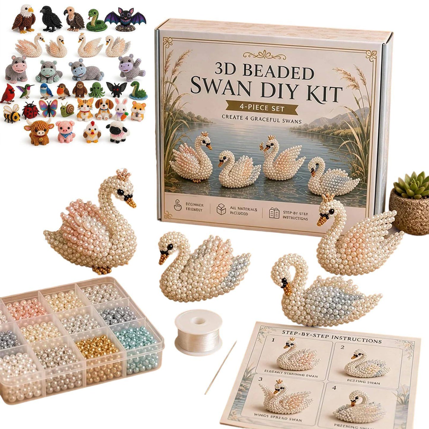 Junafera®🔥Hot Sale - 50% OFF🔥🏆Limited Time Sale 49% OFF🧵✨Petite 3D Beaded Animal Craft Kit