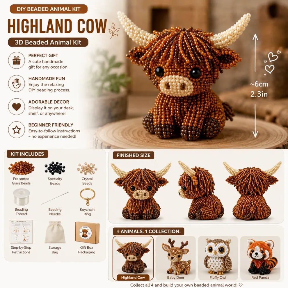 Junafera®🔥Hot Sale - 50% OFF🔥🏆Limited Time Sale 49% OFF🧵✨Petite 3D Beaded Animal Craft Kit