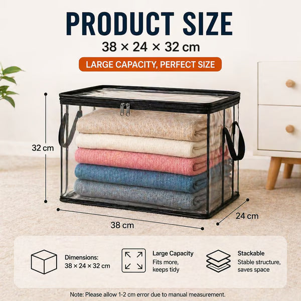 Junafera® ⏰🔥LIMITED TIME 50% OFF! 🏠 Transparent Large-Capacity Dustproof & Moisture-Proof Storage Bag – Perfect for Clothes, Toys, Books & More ✨