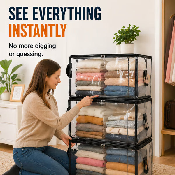 Junafera® ⏰🔥LIMITED TIME 50% OFF! 🏠 Transparent Large-Capacity Dustproof & Moisture-Proof Storage Bag – Perfect for Clothes, Toys, Books & More ✨