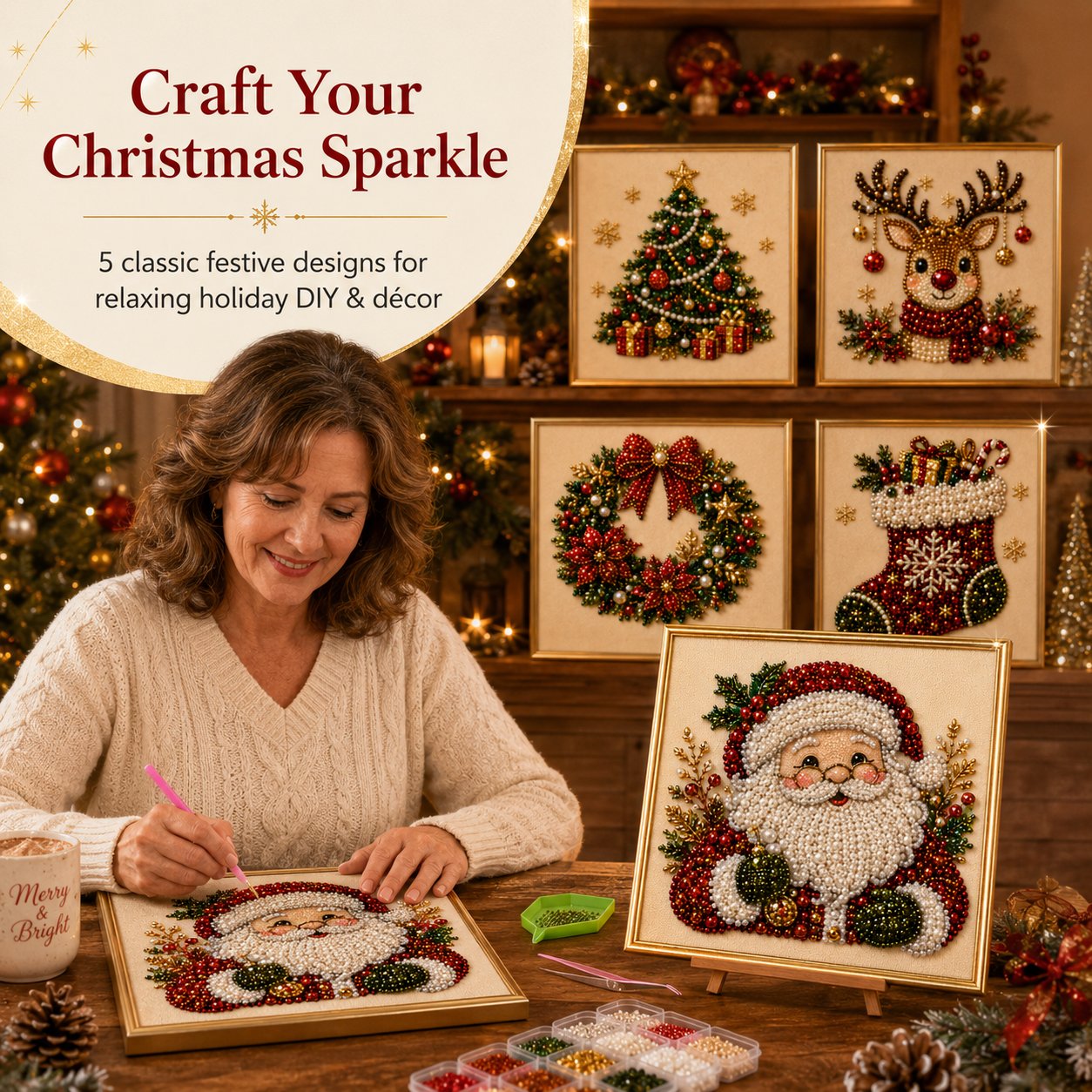 🎨💎Zero-Skill Needed | Junafera® 3D DIY Christmas Pearl Art Kit