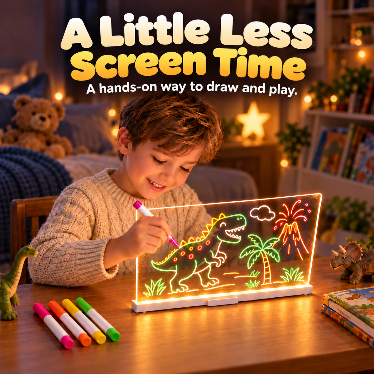 UPSELL LED Drawing Board FREE Stand– Reusable Acrylic Message & Doodle Board for Home, Office & Creative Gifts