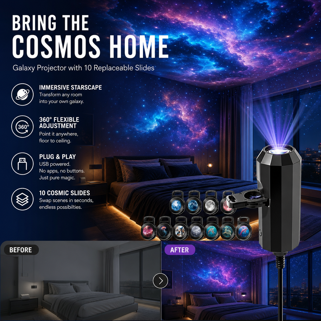 ✨ Plug-and-Play HD Galaxy & Ocean Projector Night Light🥳50,000+ Happy Users