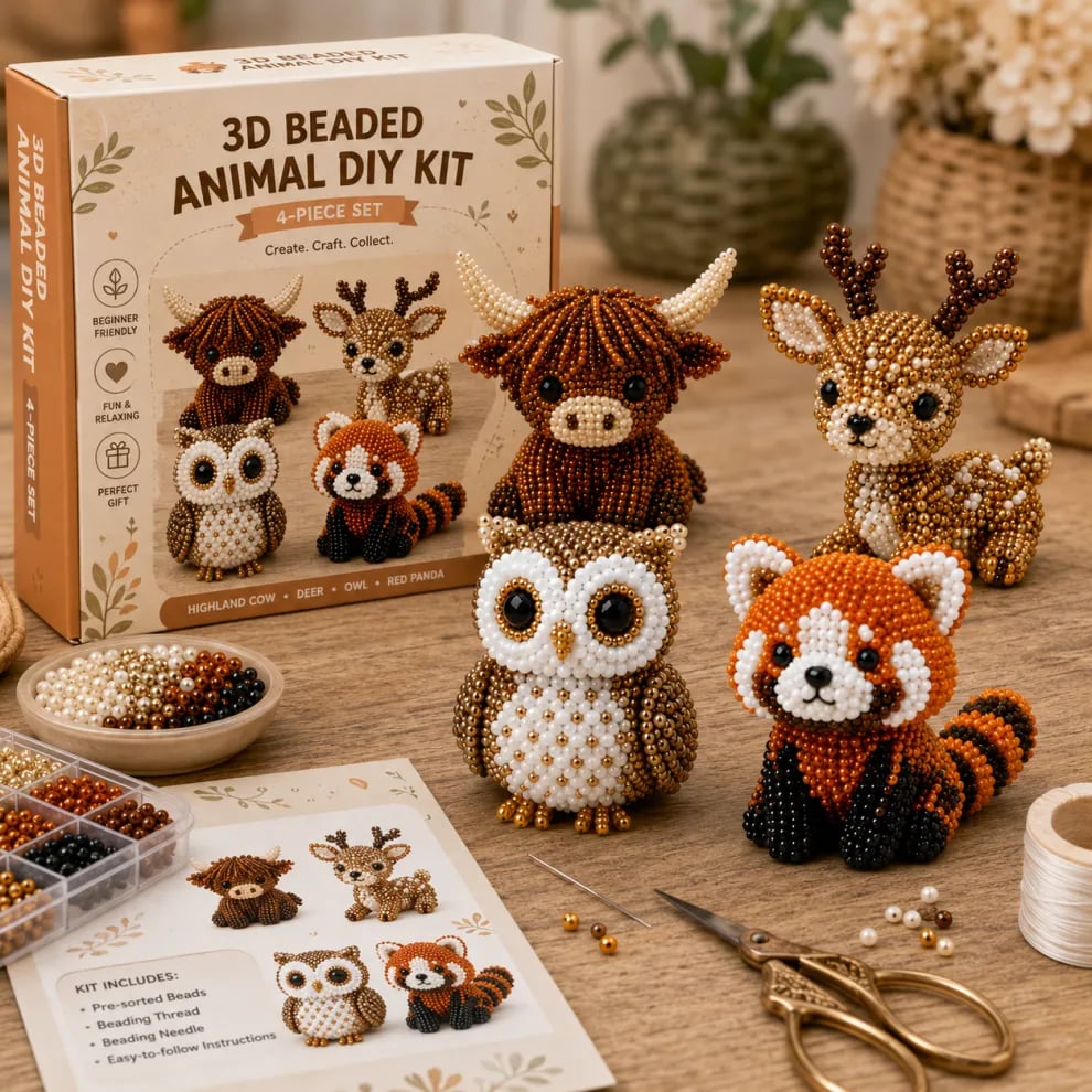 Junafera®🔥Hot Sale - 50% OFF🔥🏆Limited Time Sale 49% OFF🧵✨Petite 3D Beaded Animal Craft Kit