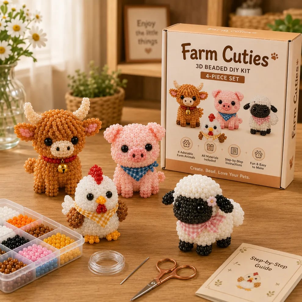 Junafera®🔥Hot Sale - 50% OFF🔥🏆Limited Time Sale 49% OFF🧵✨Petite 3D Beaded Animal Craft Kit