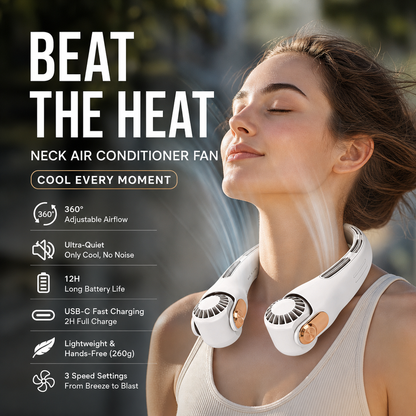 🥳2026 HOT SALE🥳💞50K+ SOLD!🍃 BVJ® Neck Air Conditioner Fan – Ultra‑quiet, 360° rotating, 3 speeds. Hands‑free cooling, long battery. Summer essential! 😎🌬️