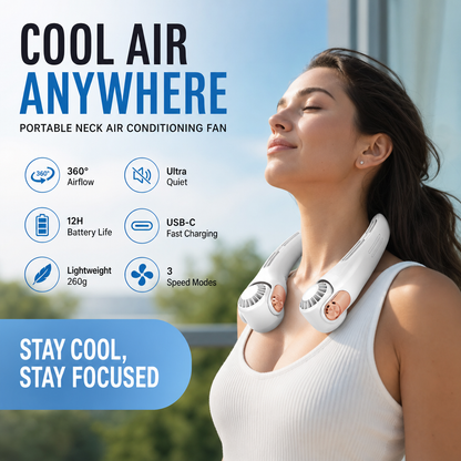🥳2026 HOT SALE🥳💞50K+ SOLD!🍃 BVJ® Neck Air Conditioner Fan – Ultra‑quiet, 360° rotating, 3 speeds. Hands‑free cooling, long battery. Summer essential! 😎🌬️