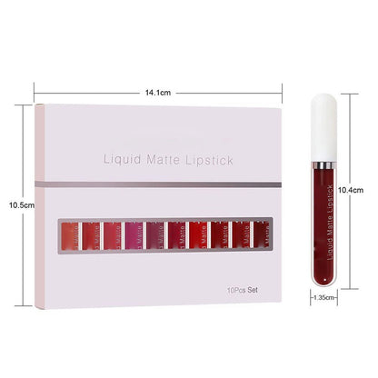 Junafera® 💞50K+ SOLD💝10Pcs Matte Waterproof  Long Lasting Lip Gloss